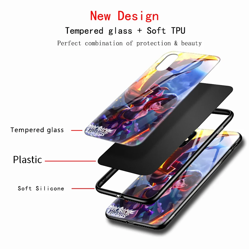 DIY Print mobile legends TPU Glass phone case for iPhone 11 X Phone Cover for Samsung Galaxy S10 A50 A70 Hard Mobile phone case