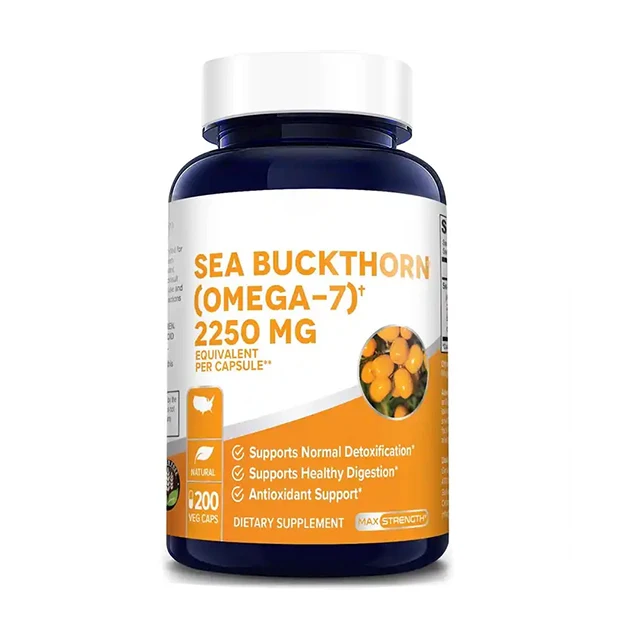 Hot Sale Private Label Skin Care 500mg Omega 7 Complete Sea Buckthorn Oil Berry Blend Sea buckthorn oil capsules