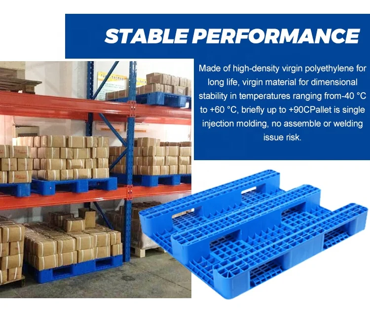 Plastic Pallets Factory Price HDPE Grid 3 Skid Heavy Duty Plastic Pallet 1200*1000MM  Warehouse Rack Load Fork Pallet EPAL Size