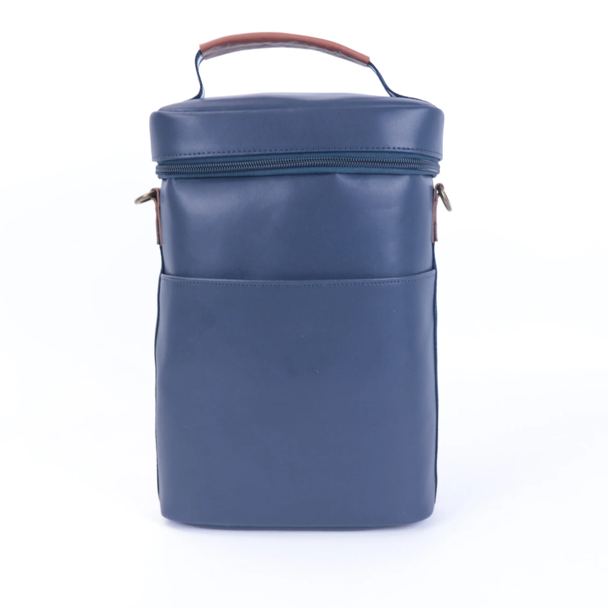 Personalized genuine split leather wine tote bag travel picnic bottles portable cooler bag in smooth leather