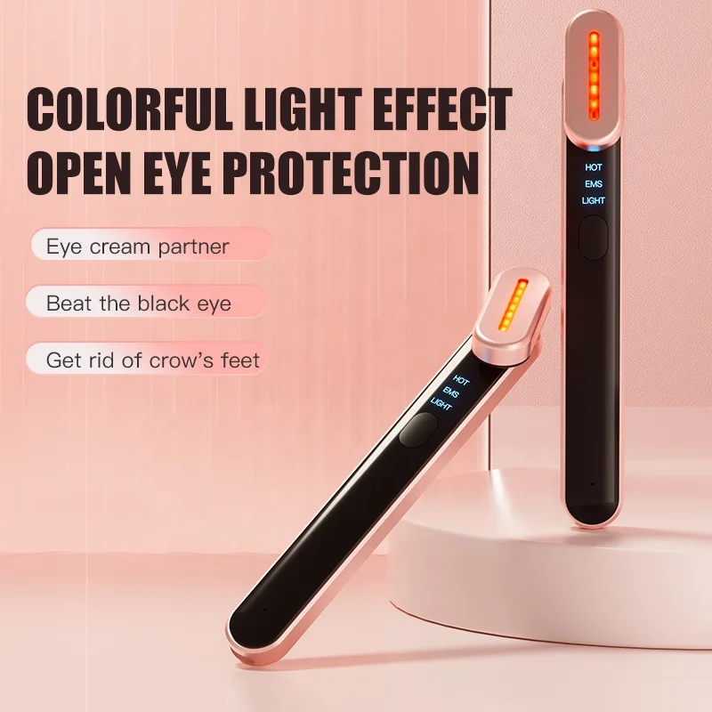 Wholesale Home Use Facial Beauty Equipment Red Light Therapy Eye Massage Wand Ems 7 Colors Eye Lift Anti Aging Eye Beauty Device