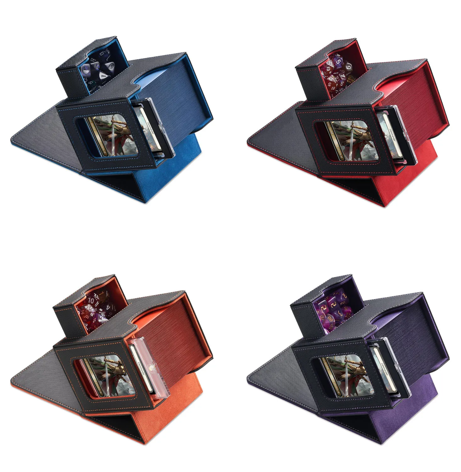 Card Deck Box for MTG Commander - Commander Display Fits 100 Double-Sleeved Cards 35pt One Touch & Dice Tray