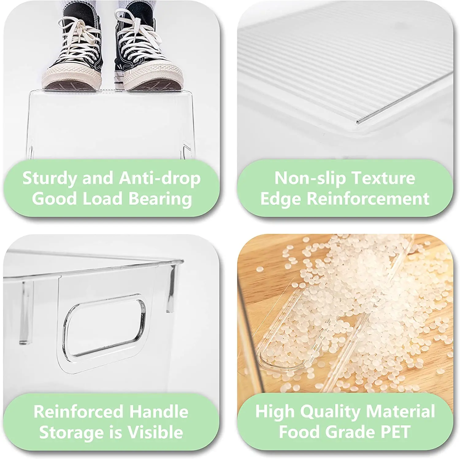 Factory custom PET large with handle for cabinet refrigerator bedroom bathroom fridge storage box