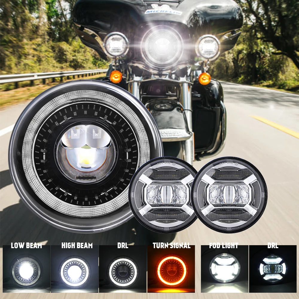 Универсальные светодиодные фары Dragon Eyes, дизайн 7 дюймов, 4,5 дюйма, мотоциклетные Противотуманные фары для Harley, противотуманные светодиодные фары для Harley, мотоциклетный комплект