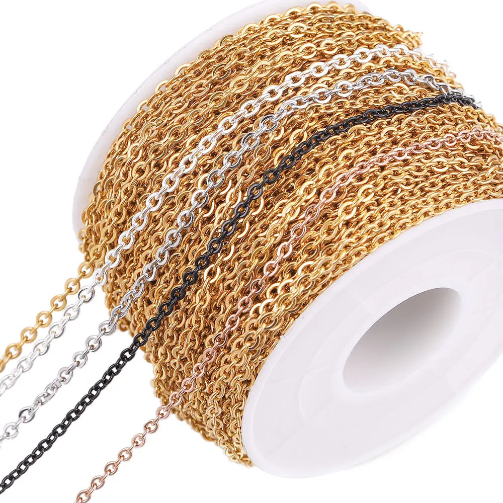 non tarnish 18k gold plated stainless steel cable chain roll spool for jewelry making