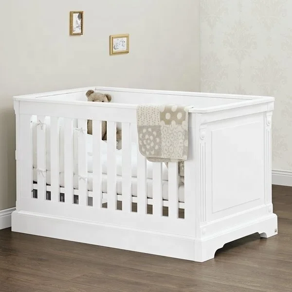 Panel Wood Style and White Color baby cribs