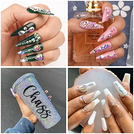 Ab Flatback Rhinestones Nail Gems Stones Glass Diamonds For Nail  Rhinestones Kit Wax Pencil Picker Tweezer Nail Art Rhinestone