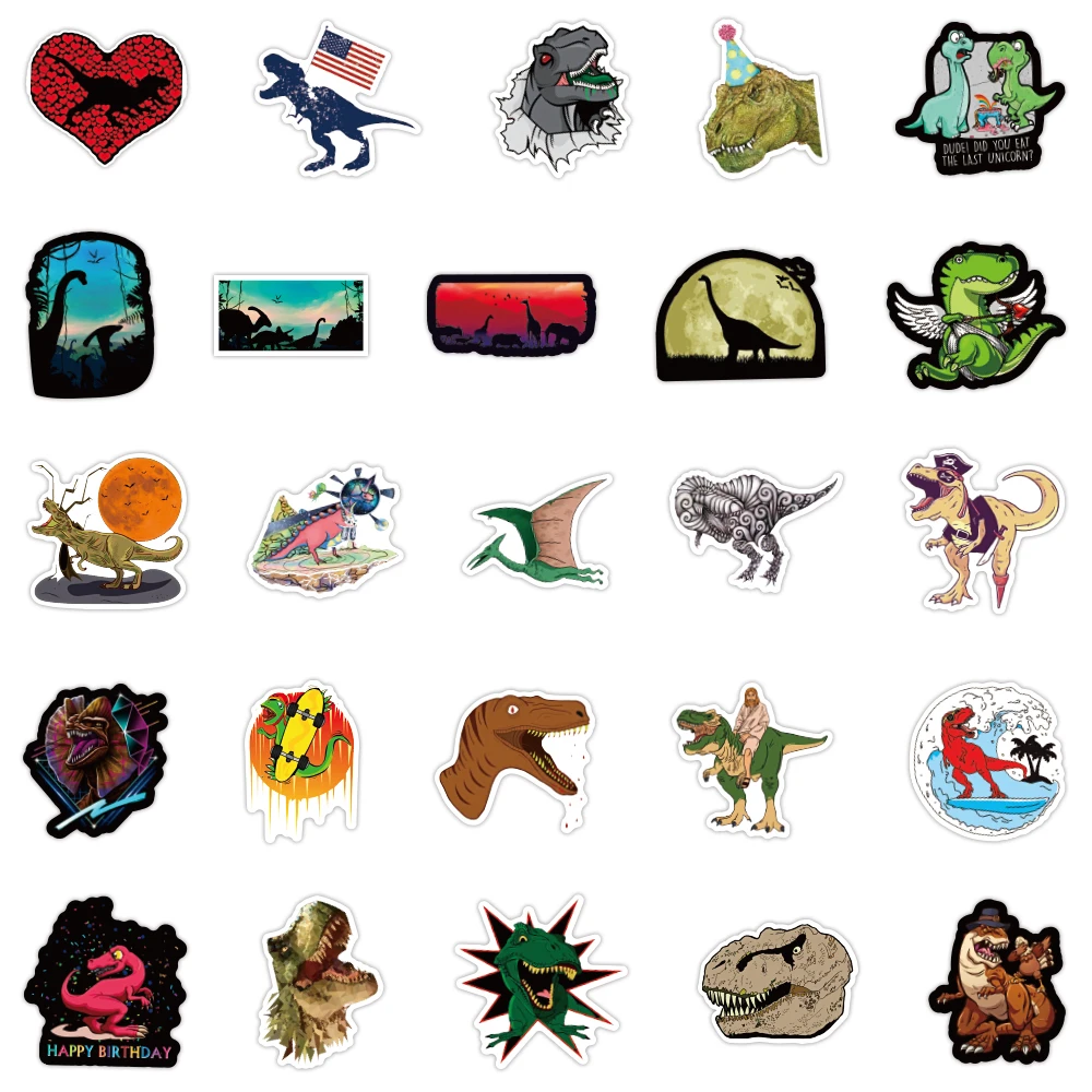 V-50pcs Series of dinosaur tyrannosaurus rex graffiti stickers for trunk mobile computer waterproof