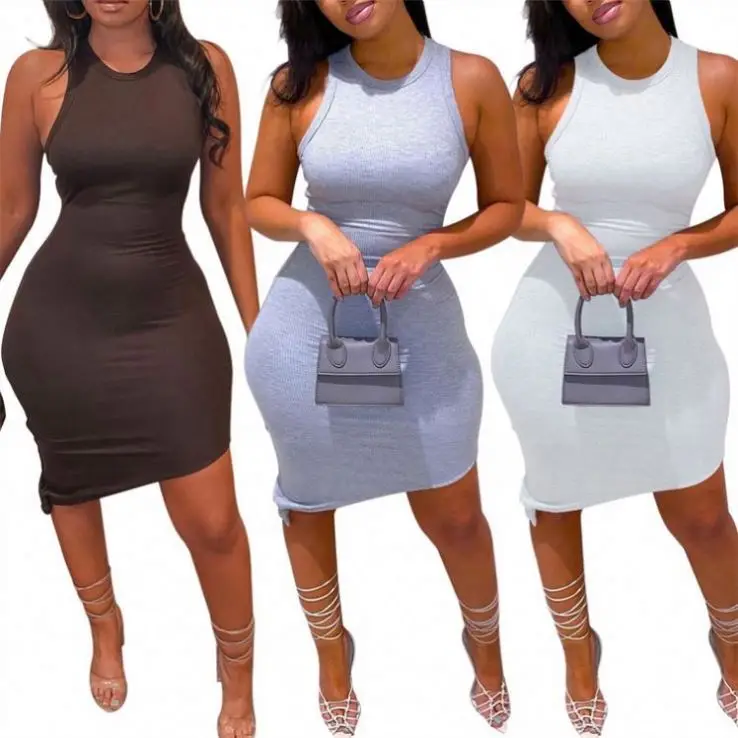 
POLLY Fashion 2021Sleeveless Simple Style Rib Knit Solid Color Girls Womens Clothing 2021 Summer Knee Long Dress POLLY Fashion 2021Sleeveless Simple Style Rib Knit Solid Color Girls Womens Clothing 2021 Summer Knee Long Dress