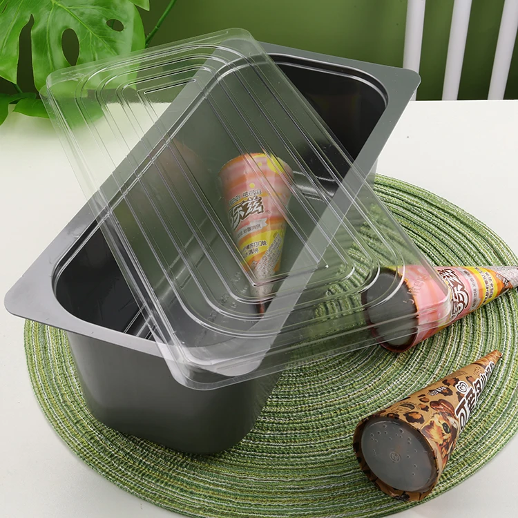 5l Large-capacity Ice Cream Packaging Container Clear Disposable Square Plastic 5 Liter Ice Cream Container Biodegradable Plate