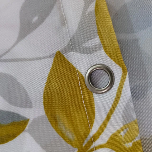 Scenery leaf Printed shower curtain polyester yellow shower curtain with 12 good hooks