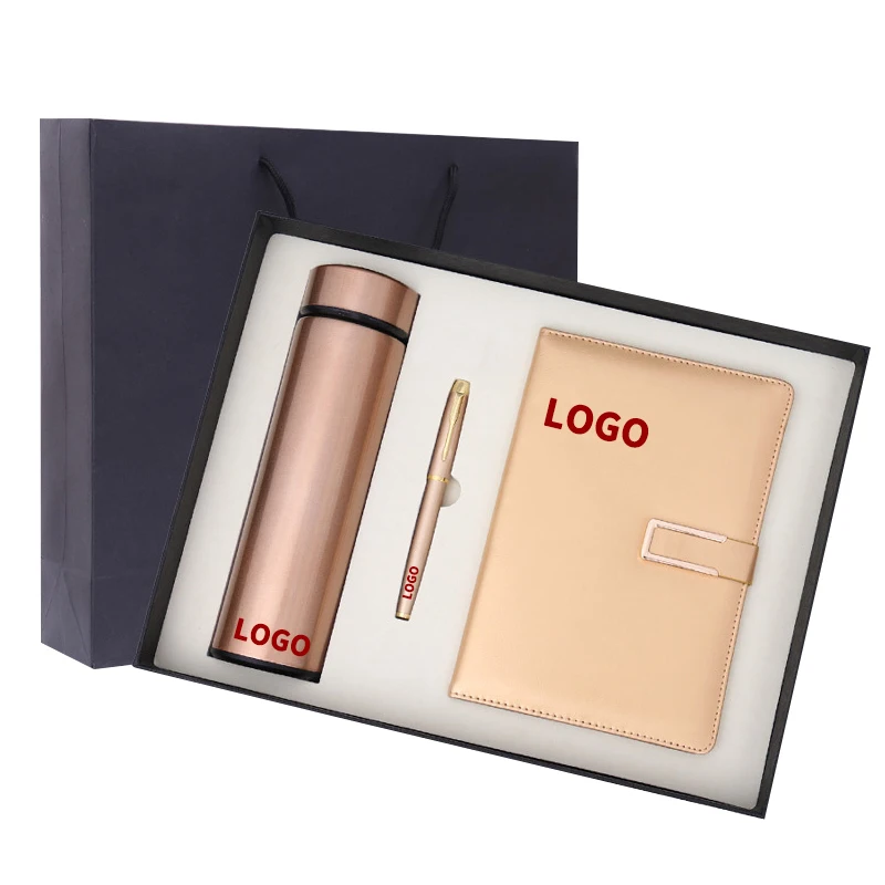 promotional Luxury Business Pen leather notebook Gift Set custom logo for men father boyfriend Birthday corporate gifts