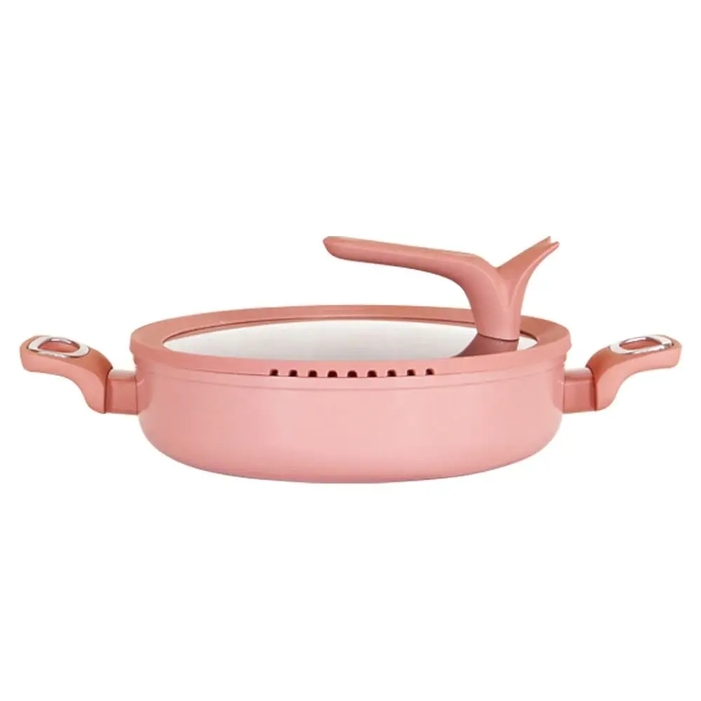 MYH Pink Color Forged Aluminum Induction Bottom Ceramic Enamel Coating Bakelite Handle Pots and Pans Kitchen Cookware Sets