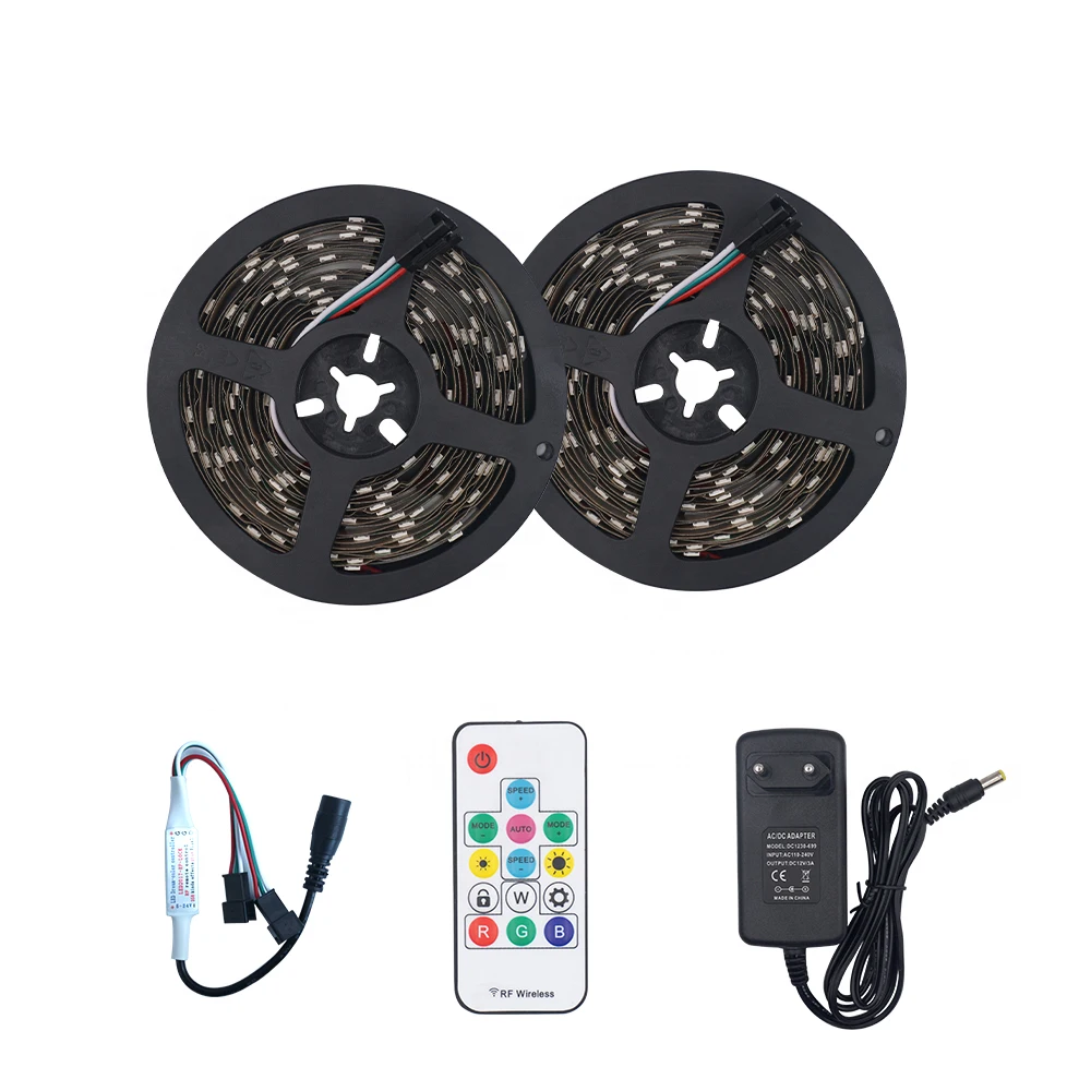 Color Changing LED Strips Light 50 Ft with 44Key IR Remote and DC24V Power Supply, Flexible 5050 RGB LED Tape Lights for Room