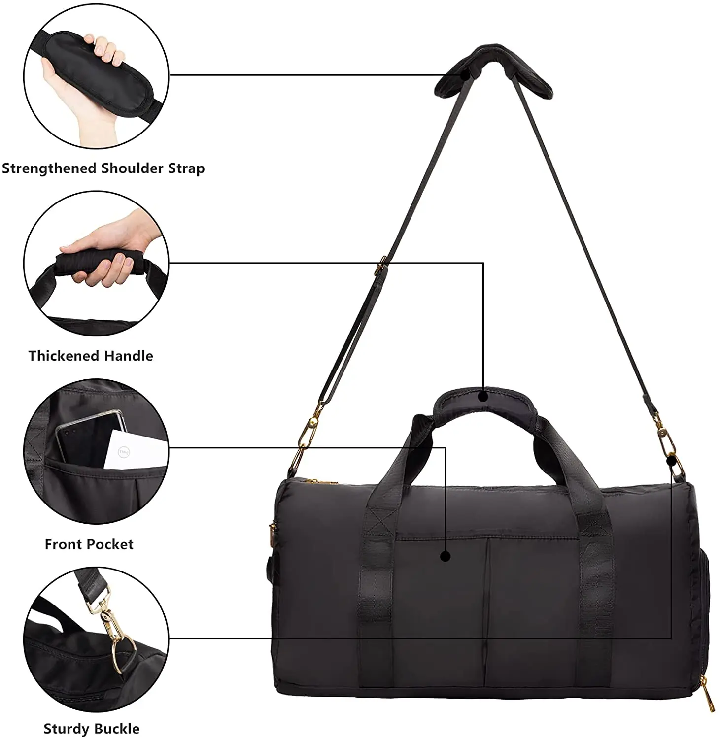 Gym Duffle Bag Dry Wet Separated Sport Duffle Bag Training Handbag Yoga bag with Extra Drawstring Backpack n Lightweight