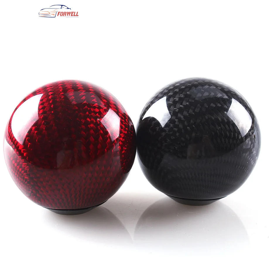 
Car Gear Shift Knob Round Ball Shape Carbon Fiber Universal with Adapters 