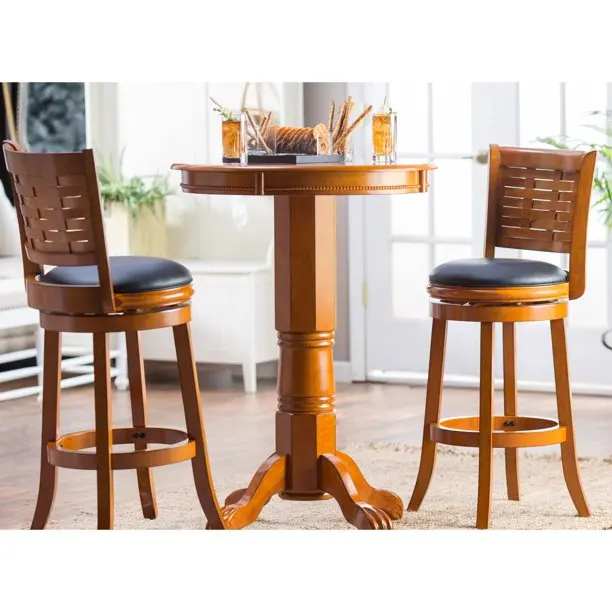 Casual Living Spaces Less Formal Kitchen Dining Bar Decor Flared Ring Stretcher Upholstery Wood Swivel Bar Stool & Counter St