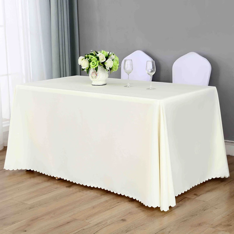Tablecloth Stain Resistant and Wrinkle White Tablecloth Polyester Table Cover  For Dining Table Buffet Parties