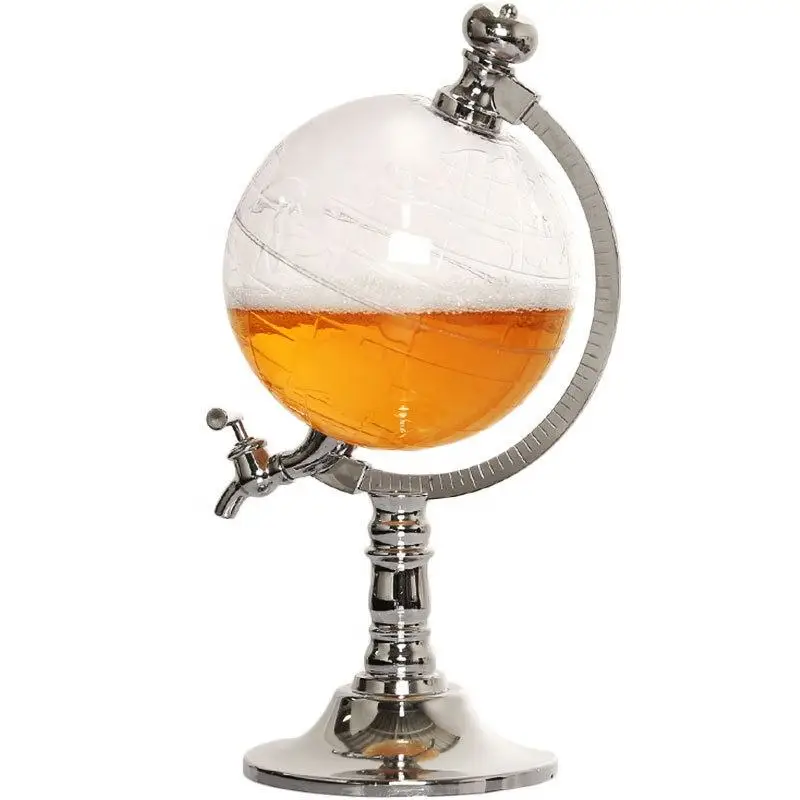3.5L Transparent Beer Juice Tower Globe Soda Drink Dispenser Stand With Ice Tube Cooling For Parties