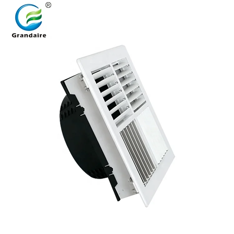 Hvac ABS square ceiling air vent diffuser plastic multi-directional adjustable air outlet grille with optional PVC neck adaptor