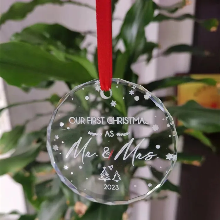 Personalised Custom LOGO Crystal Glass Christmas Tree Decoration Ornaments