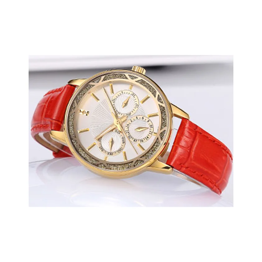 Luxury stainless steel case double calendar 24 hours show Casio movement women quartz watches