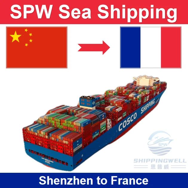 FCL Fast Sea Freight Shipping From Shenzhen China to France by Door to Door and Customs Clearance Services 20GP 40HQ Cheap Ship
