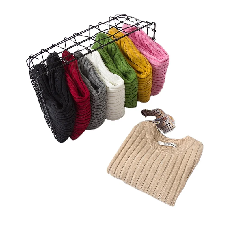 Осенне-зимние свитера для маленьких девочек, мягкий Хлопковый вязаный пуловер для мальчиков, карамельные цвета, Детский свитер в рубчик, детская одежда