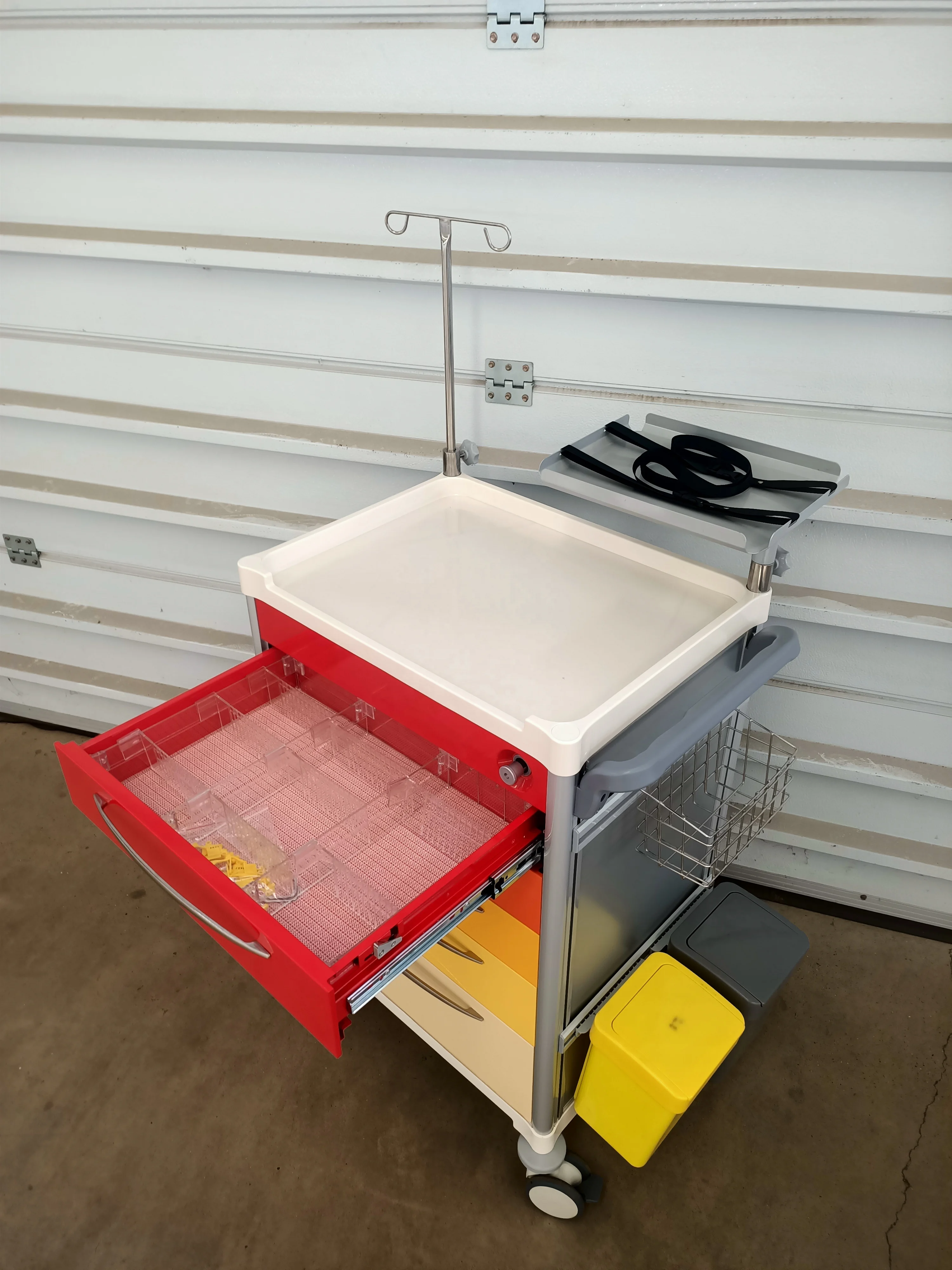 Medical Equipment Medicine Storage Transportation Best price ABS Top Table Customized Rescue Crash Cart Emergency Trolley