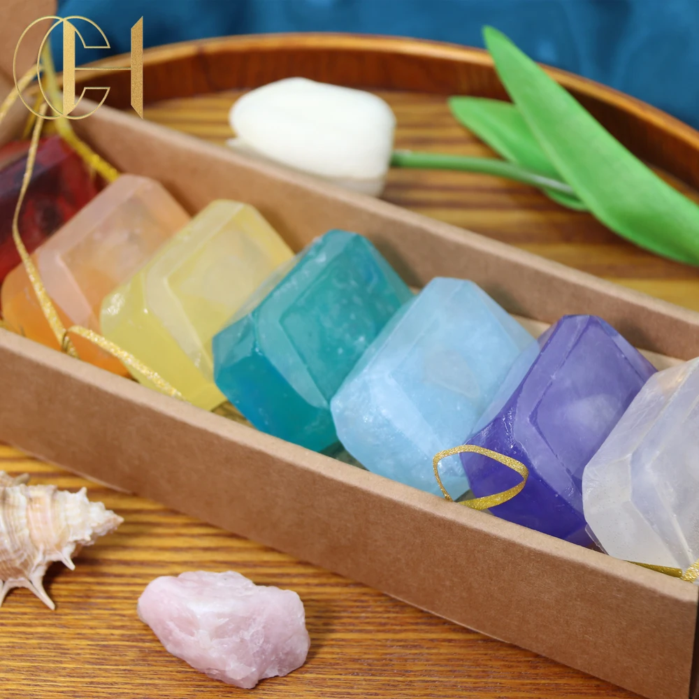 Kabbalah Private Label Colorful Gem Stone Shaped Handmade Natural Crystal Soap Basic Cleaning Bath Soap Stone shape Soaps