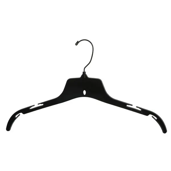 17 Inch 484 Ps Material Black Plastic Hanger With Metal Hook Great For Shirt Tops Dresses