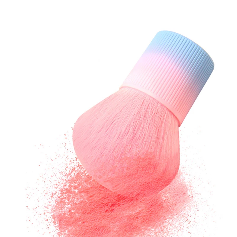 Мягкие пушистые искусственные волосы одиночные кисти для макияжа розовые синие градиентные цветные кисти для пудры гриб голова Кабуки кисть румяна Контур
