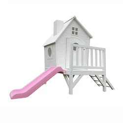 Wood Frame Playhouses outdoor playground home kids and children backyard wooden play swing set with climber