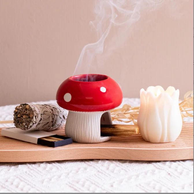 Mushroom Palo Santo Holder Sage Bowl for Burning Ceramic Incense Holder Ceramic Incense Burner  palo Santo Stick Holder