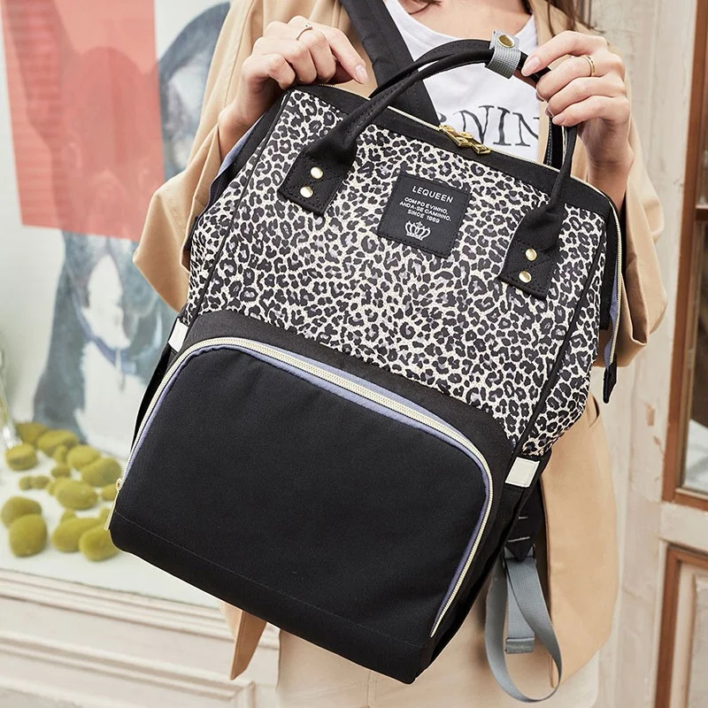 2021 fashion multi-function large capacity leopard print Maternity Nappy Bag elegant diaper backpack baby