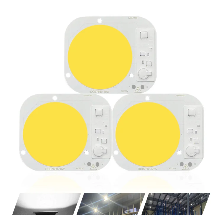 AC 220V High Power Lamp 50W Smart IC Flip LED Chip Cool White Outdoor Flood Light Downlight Spot Light LED COB Module 50W