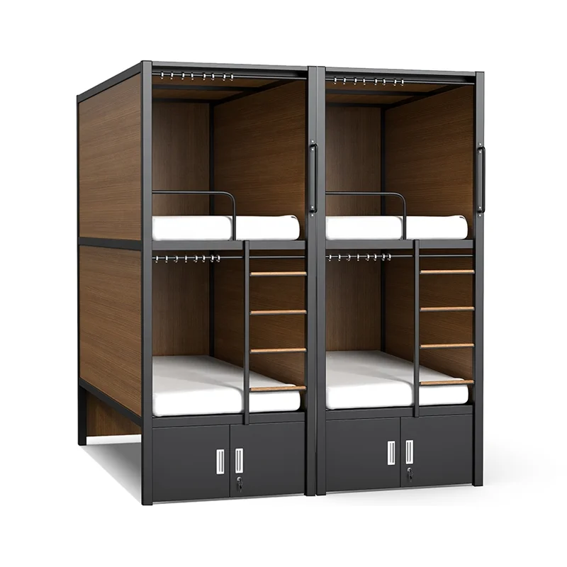 High quality metal secret twins bunk bed detachable bedroom furniture wooden panel capsule bed cabin bed berth