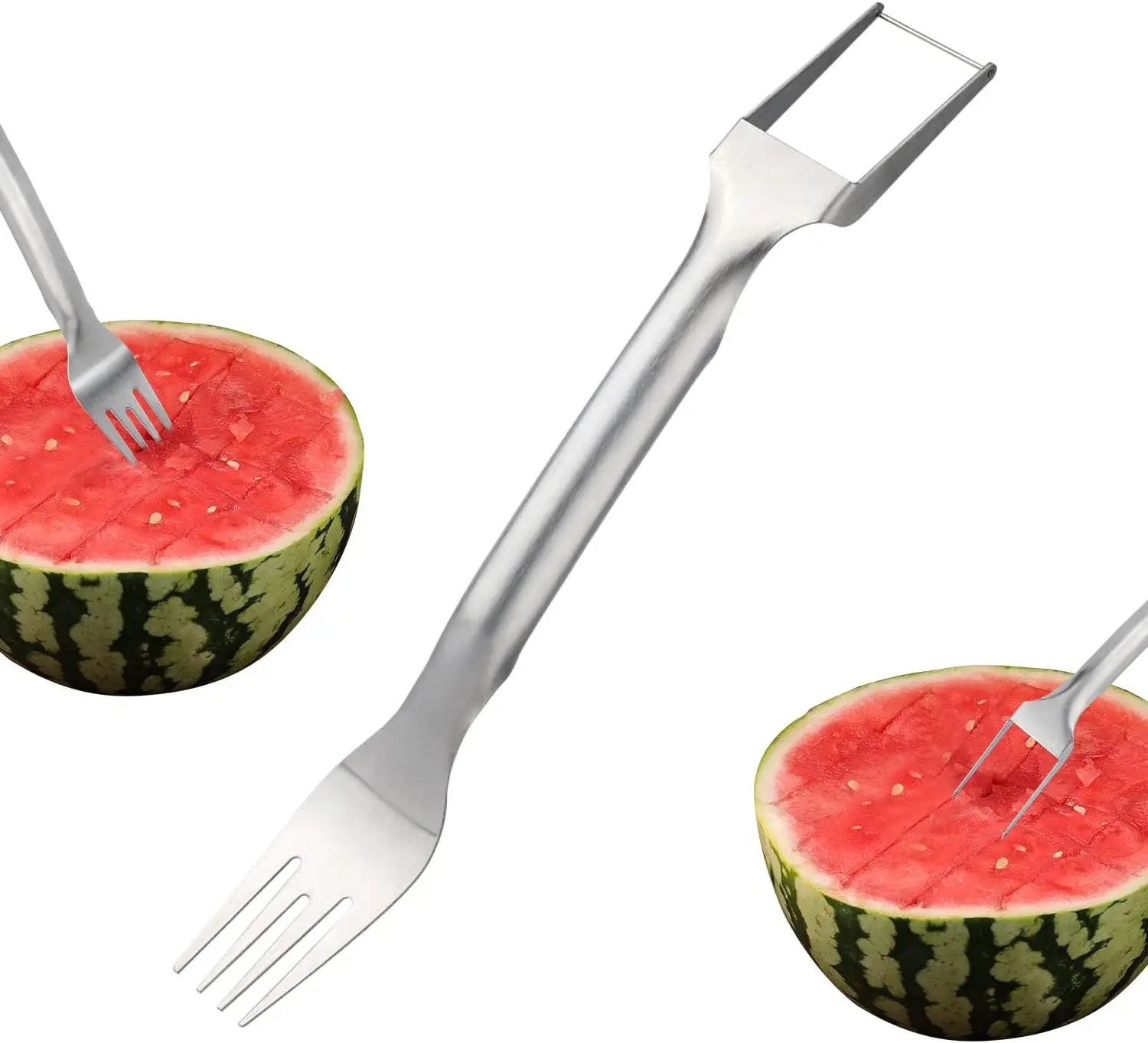 Feixiong Factory 2 In 1 Watermelon Fork Slicer Stainless Steel Watermelon Cutter Slicer Tool Summer Fruit Cutting Tool