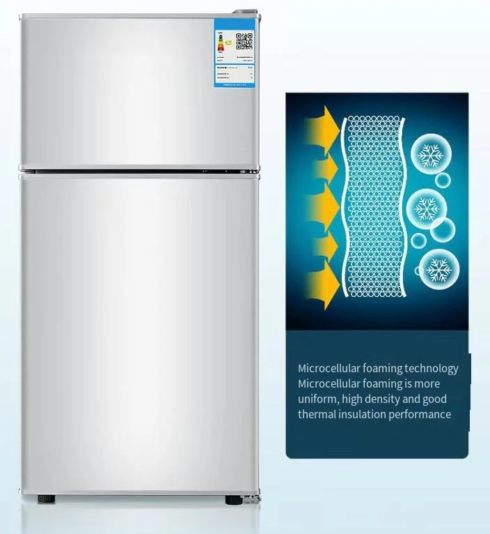 128l домашний холодильник с двойной дверью высококачественный верхним замораживанием и нижним