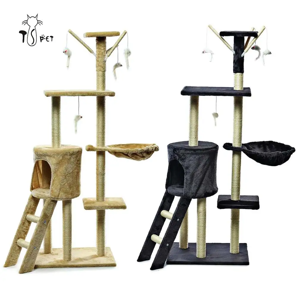 Cat Product Scratching Post Pole Durable Sisal Rope Cat Scratcher Tree Plush