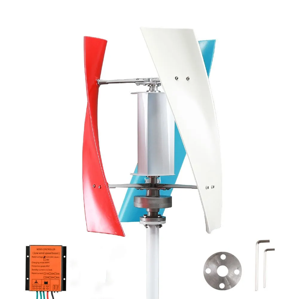 Free Energy Windmill 12V 24V 48V Turbine 500W 1000W 2000W 3000W 3 Blades Vertical Wind Generator With Mppt Charge Controller