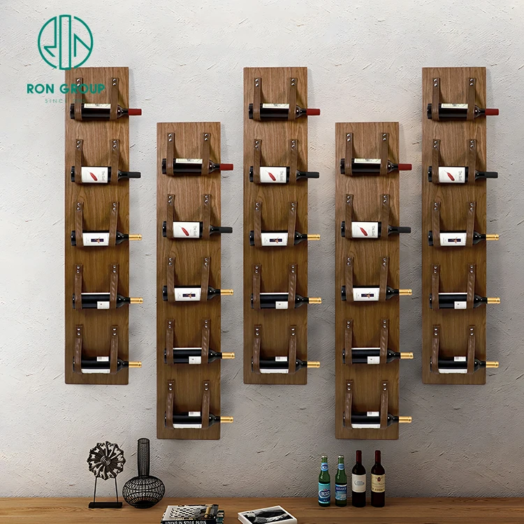 Hot sale customized luxury portable PU leather stable standing wooden wine rack solid wood wine holder