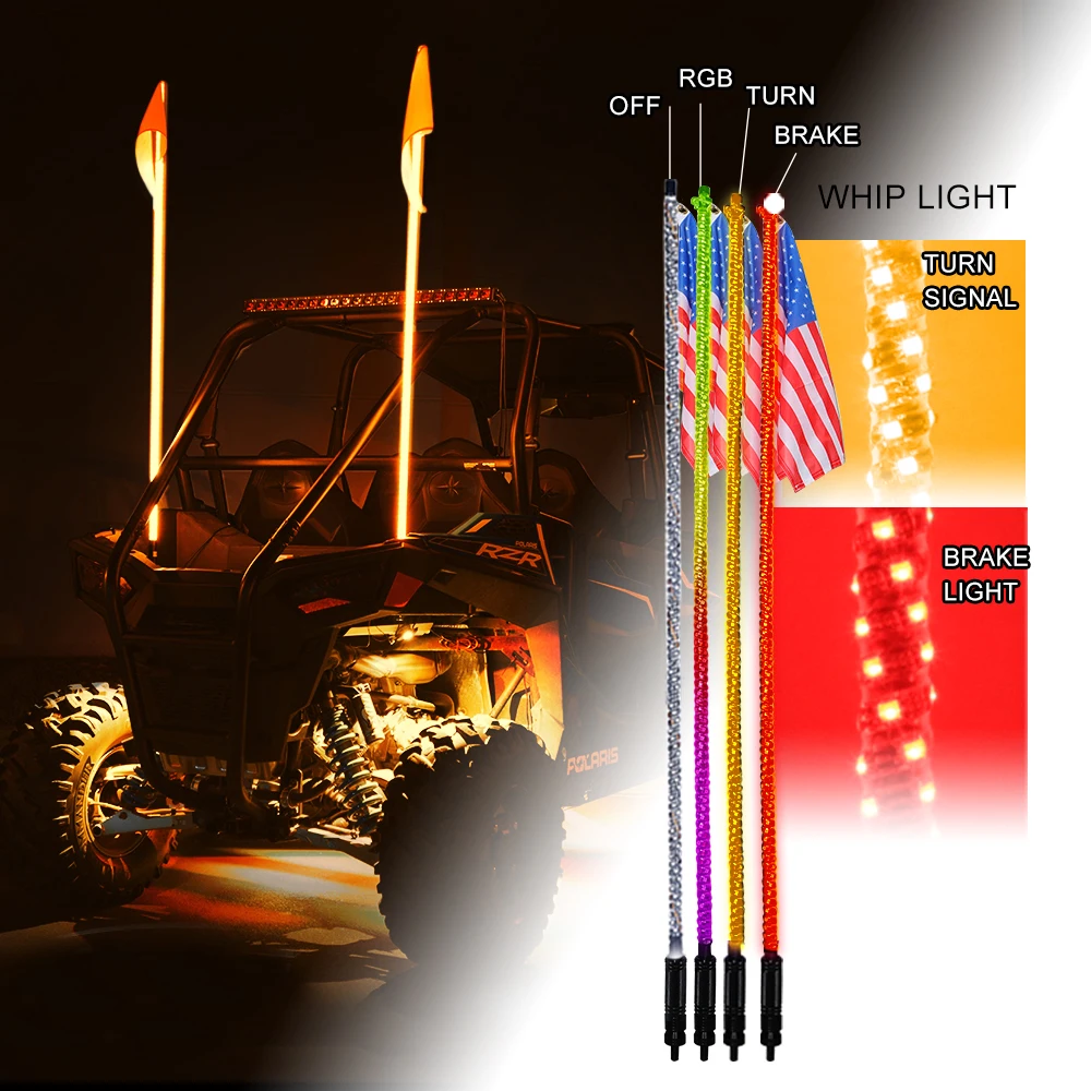 Customized Flags Rf Wireless Remote App Control Car Lights In The Whip  Uv-Blocking For Atv Utv Rzr Offroad