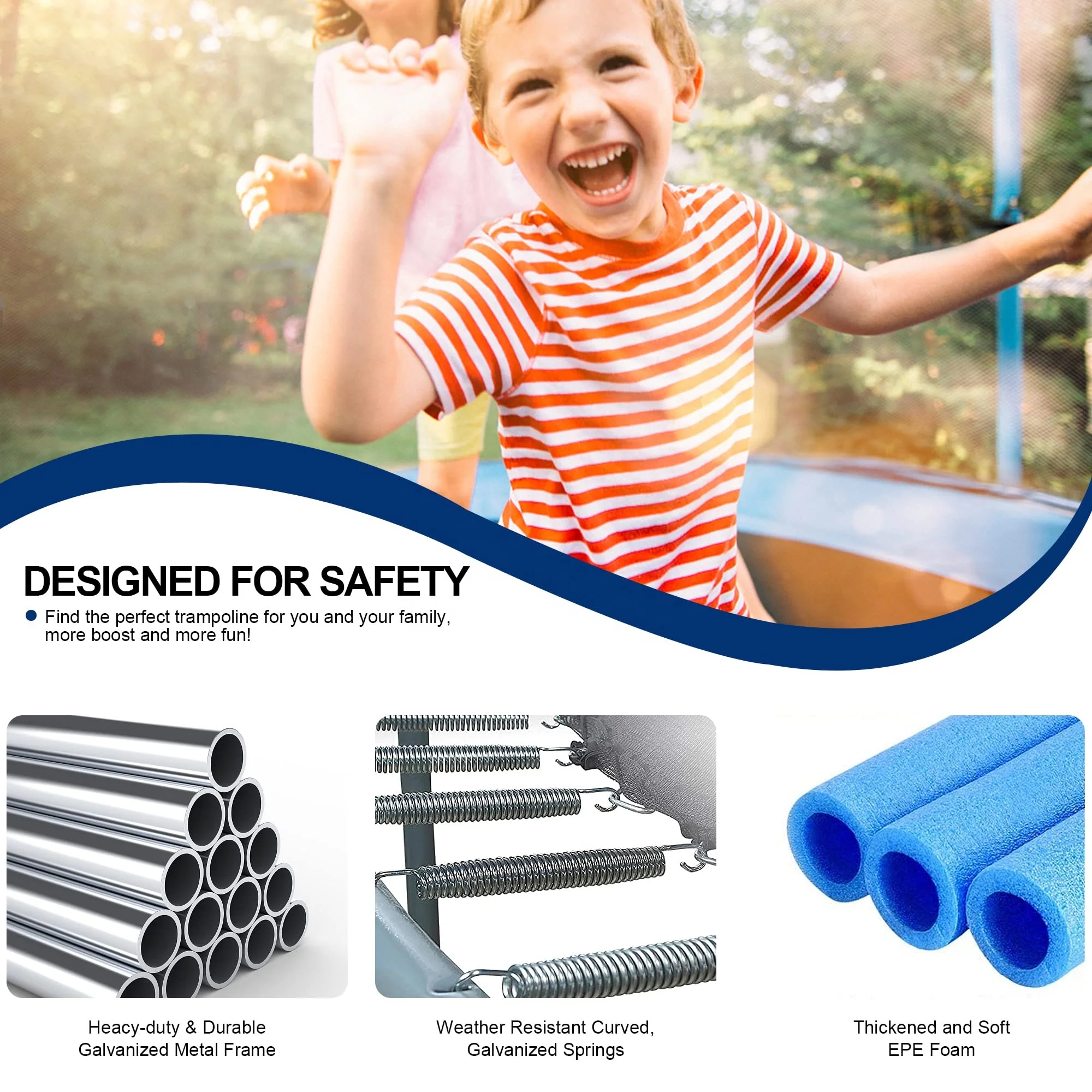 6FT 8FT 10FT 12FT Trampoline with Enclosure Net Outdoor Jump Rectangle Trampoline Exercise Trampoline PVC Spring Cover Padding