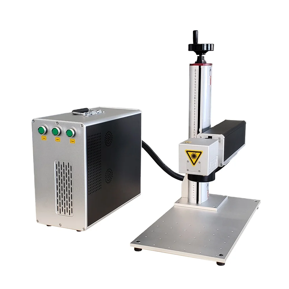 mini fiber laser marking machines with rotary or disk  feed belt device for metal plastic tag logo printing engraving equipment