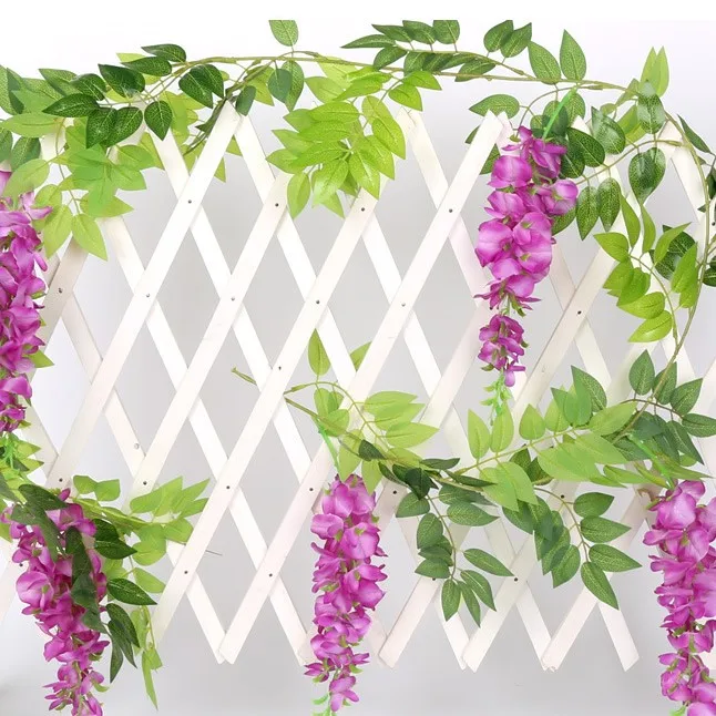 Artificial Wisteria Vine Ratta Wisteria Hanging Garland Silk Long Hanging Bush Flowers String Home Party Wedding Decor