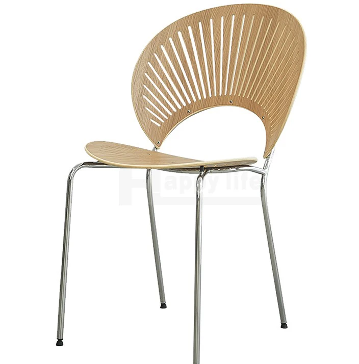 2021 New China Furniture Custom Wooden Seats Dining Chairs For Balcony Garden Restaurant Indoor with Stainless Steel legs