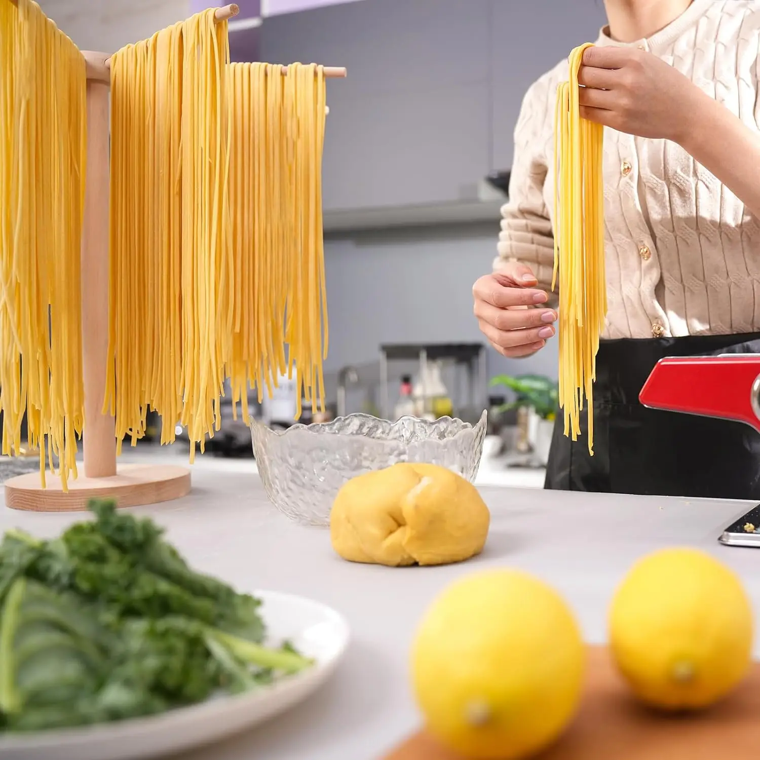 LOW MOQ Efficient Lightweight Bamboo Pasta Drying Rack For home kitchens