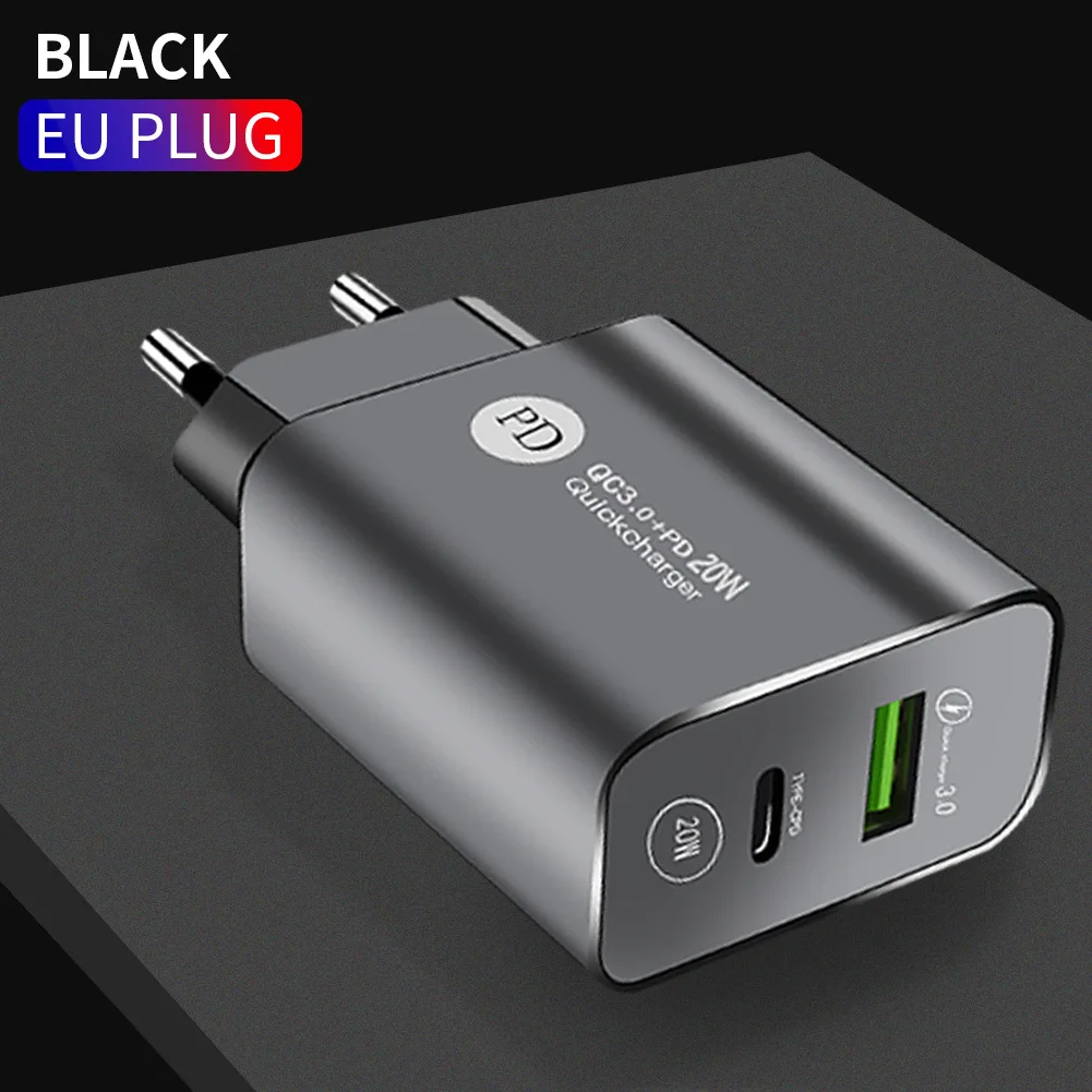 Factory wholesale Custom logo 20W Phone Fast Chargers Type C Wall Charger Adapter UK EU Fast Charging Charger Phone Accessories