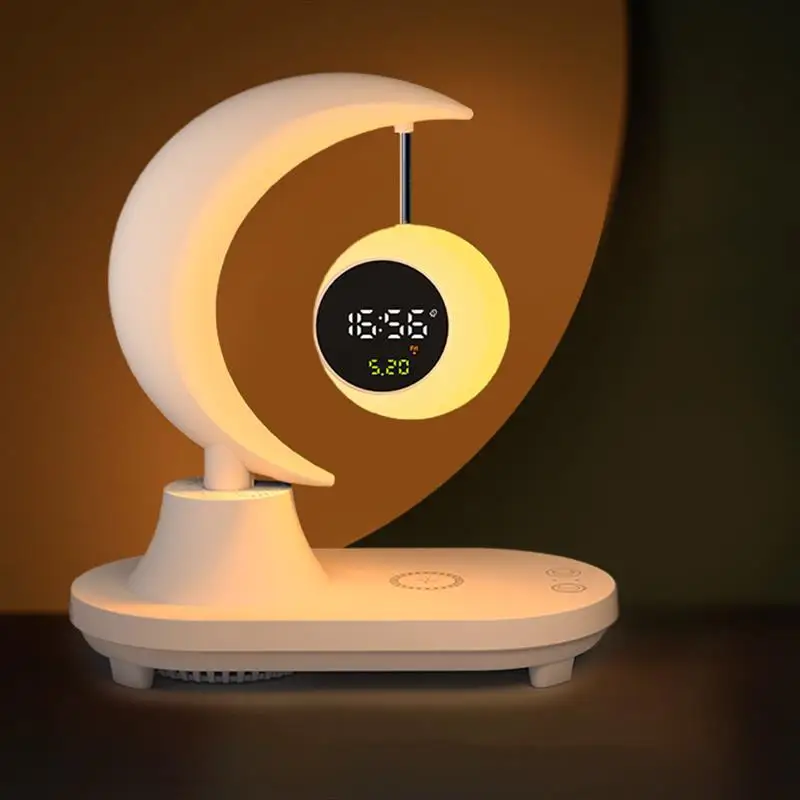 Luxury Multifunction Best Gift  Night Light Alarm Clock Wireless Speaker 15W Fast Charging Mobile Phone Charger For iPhone 15